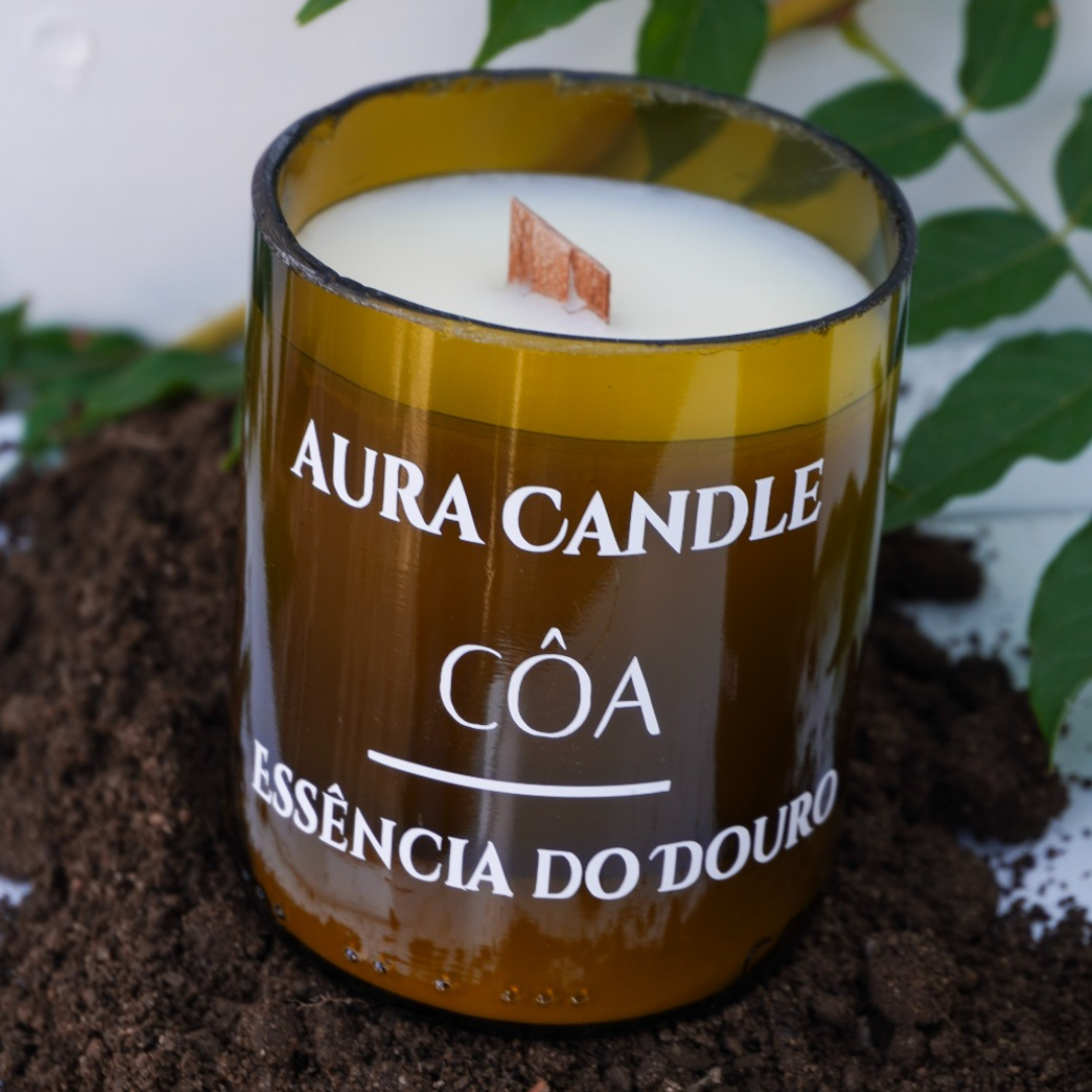 Vela Aromática Côa – Chá Branco & Aloé Vera para Tranquilidade e Leveza | Inspirado no Rio Côa