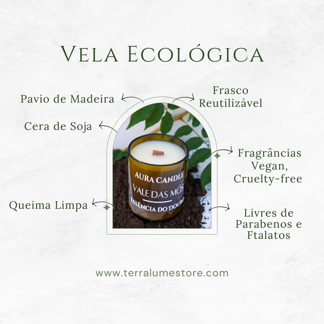 Vela Aromática Vale das Mós – Uva Chardonnay & Porto Vintage para Conexão e Acolhimento | Inspirado nas Vinhas do Douro