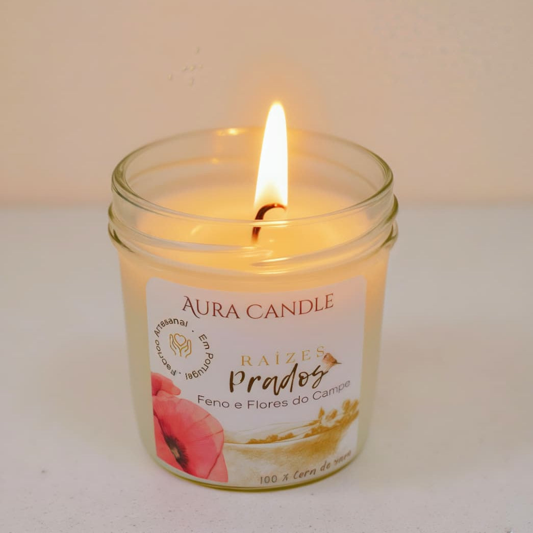 Prados -  Vela Artesanal Aromática de Flores do Campo e Feno