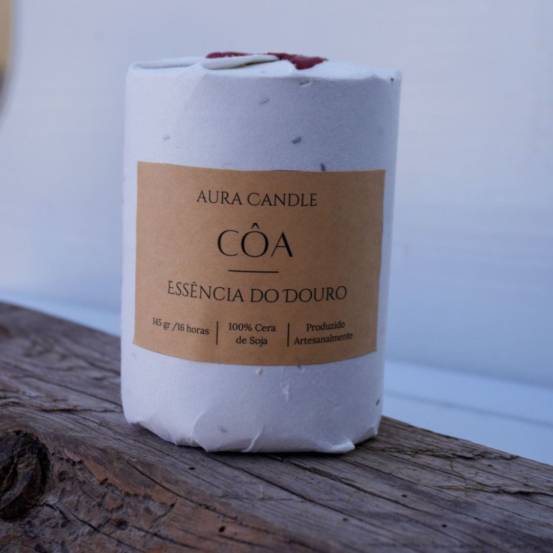 Vela Aromática Côa – Chá Branco & Aloé Vera para Tranquilidade e Leveza | Inspirado no Rio Côa